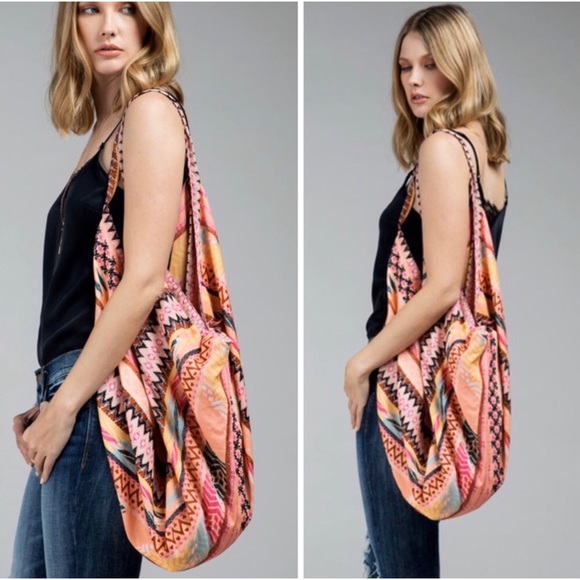 Coral Ethnic Print Boho Bag - Picture 3 of 8